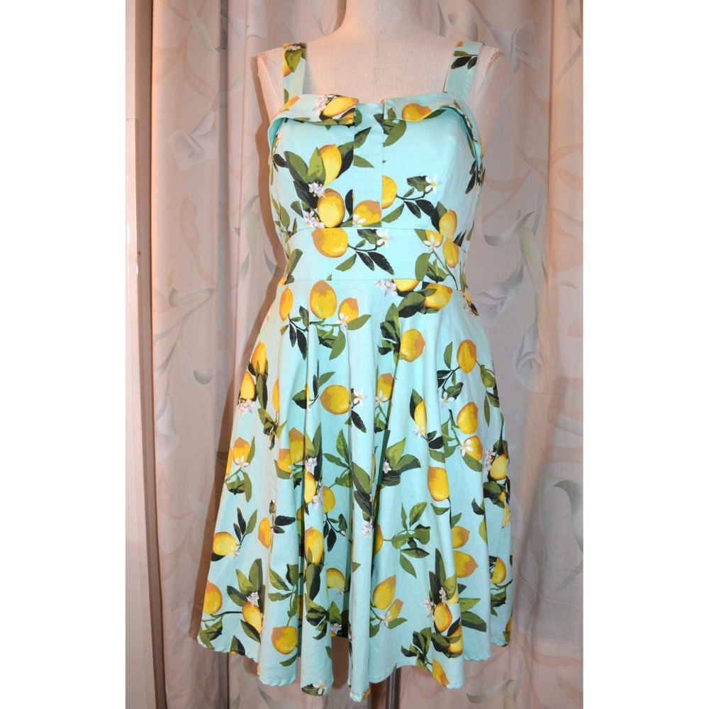 Chetta B Lemon Print Dress Womens 8  Kentucky Derby 50s-Inspo Foodcore Retro‎